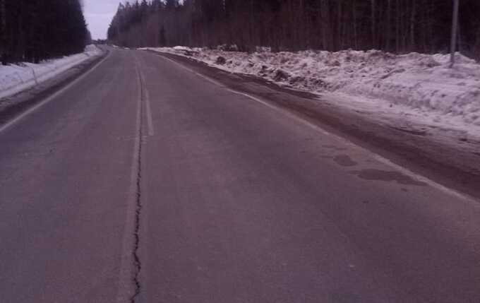 В Карелии треснула пополам отремонтированная автодорога