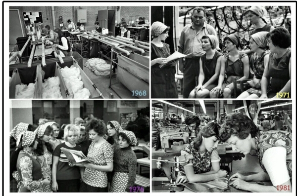 Девушки со швейной фабрики: 4 фотографии, но только одна из них сделана в СССР, догадаетесь какая